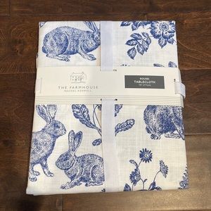 The Farmhouse Rachel Ashwell Easter Bunny Floral Tablecloth 70” Round